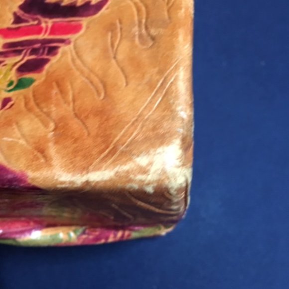 Leather w/ Leopard Safari Embossed Dyed Shantiniketan Stand Up Handbag - Picture 12 of 14